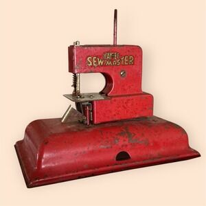 Vintage Ka-An-Ee Sew Master Red Metal Child Toy Sewing Machine NO CRANK